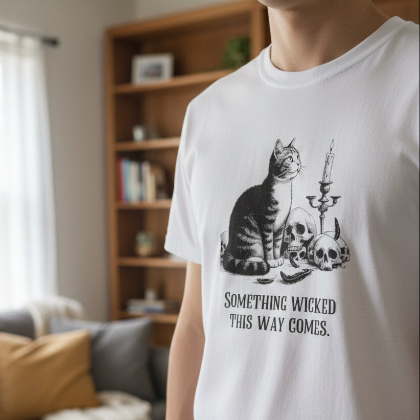 Something Wicked This Way Comes Cat Shirt – Gothic Cat Unisex Ultra Cotton Tee