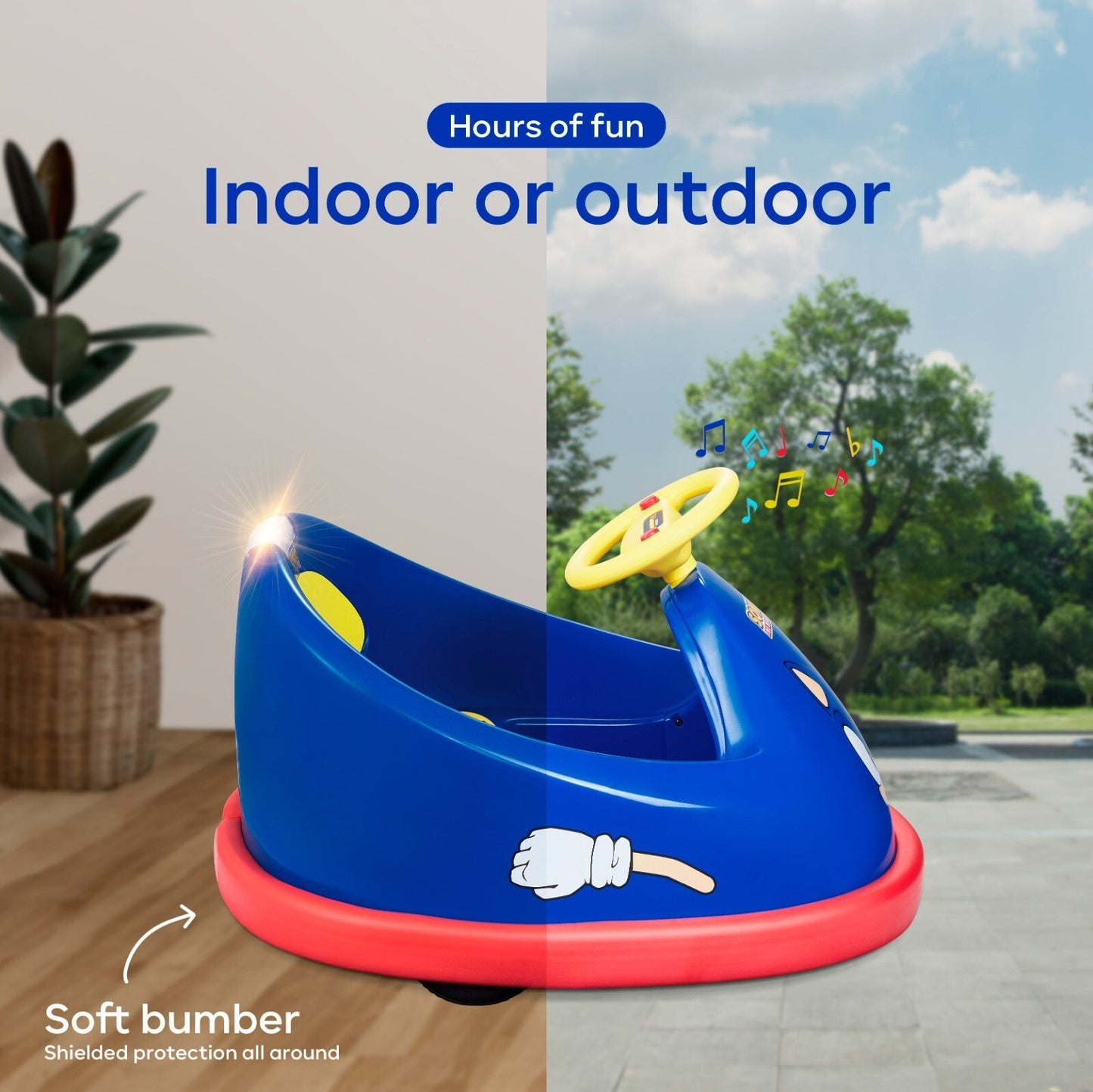 Sonic Hedgehog Electric Bumper Car for Kids 2-Speed 360-Degree Turning