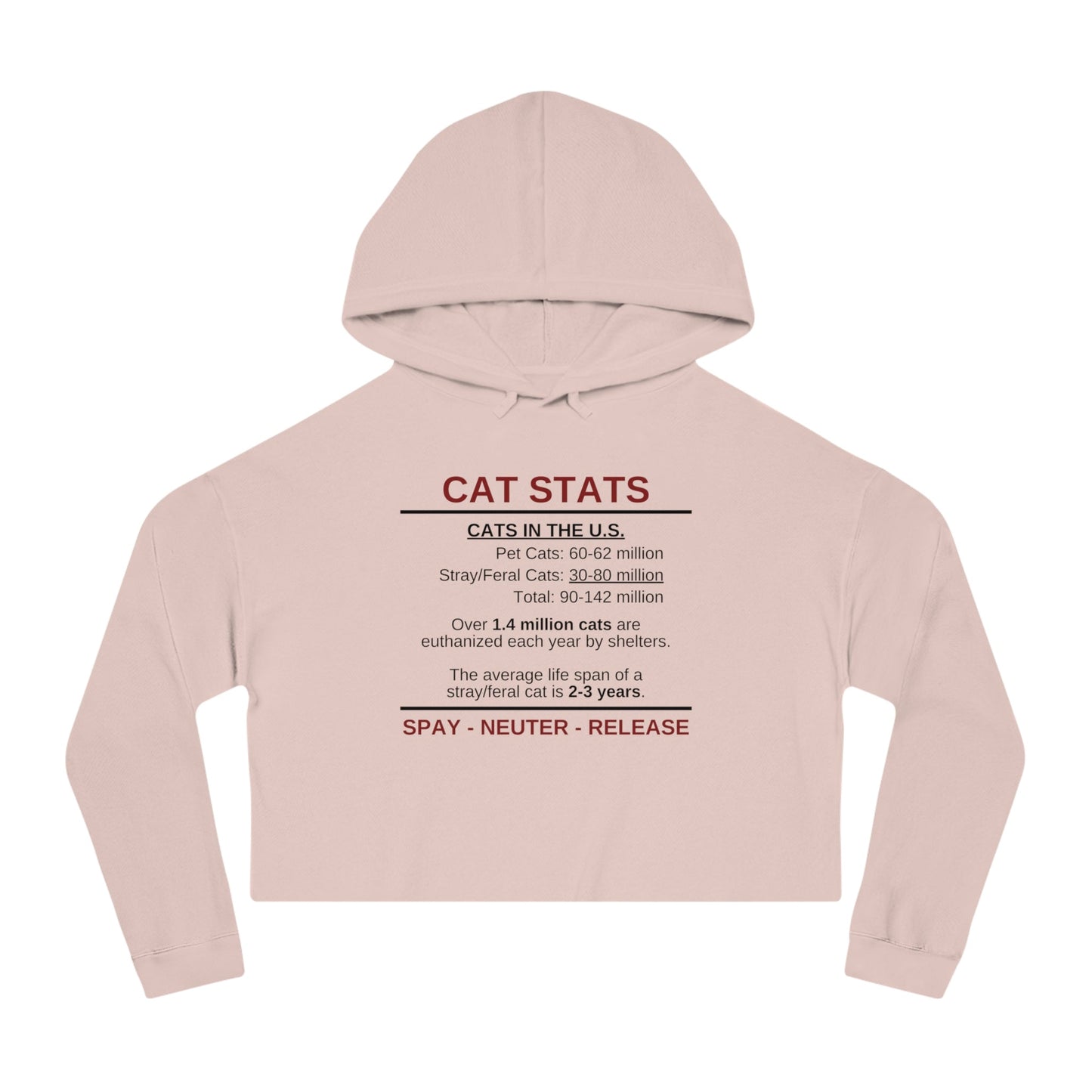 Spay Neuter Release Women's Cropped Hooded Sweatshirt