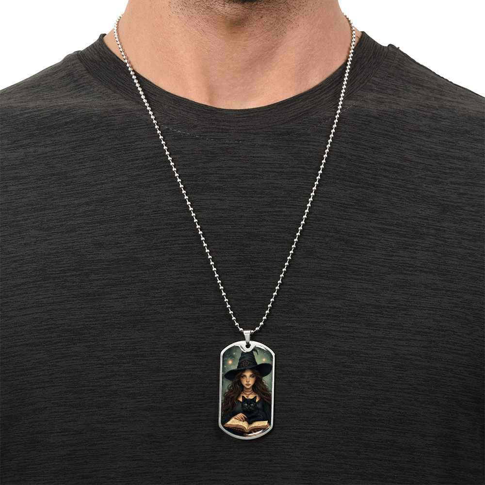 Spellbinding Witch with Black Cat Necklace