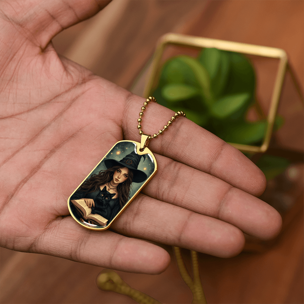 Spellbinding Witch with Black Cat Necklace