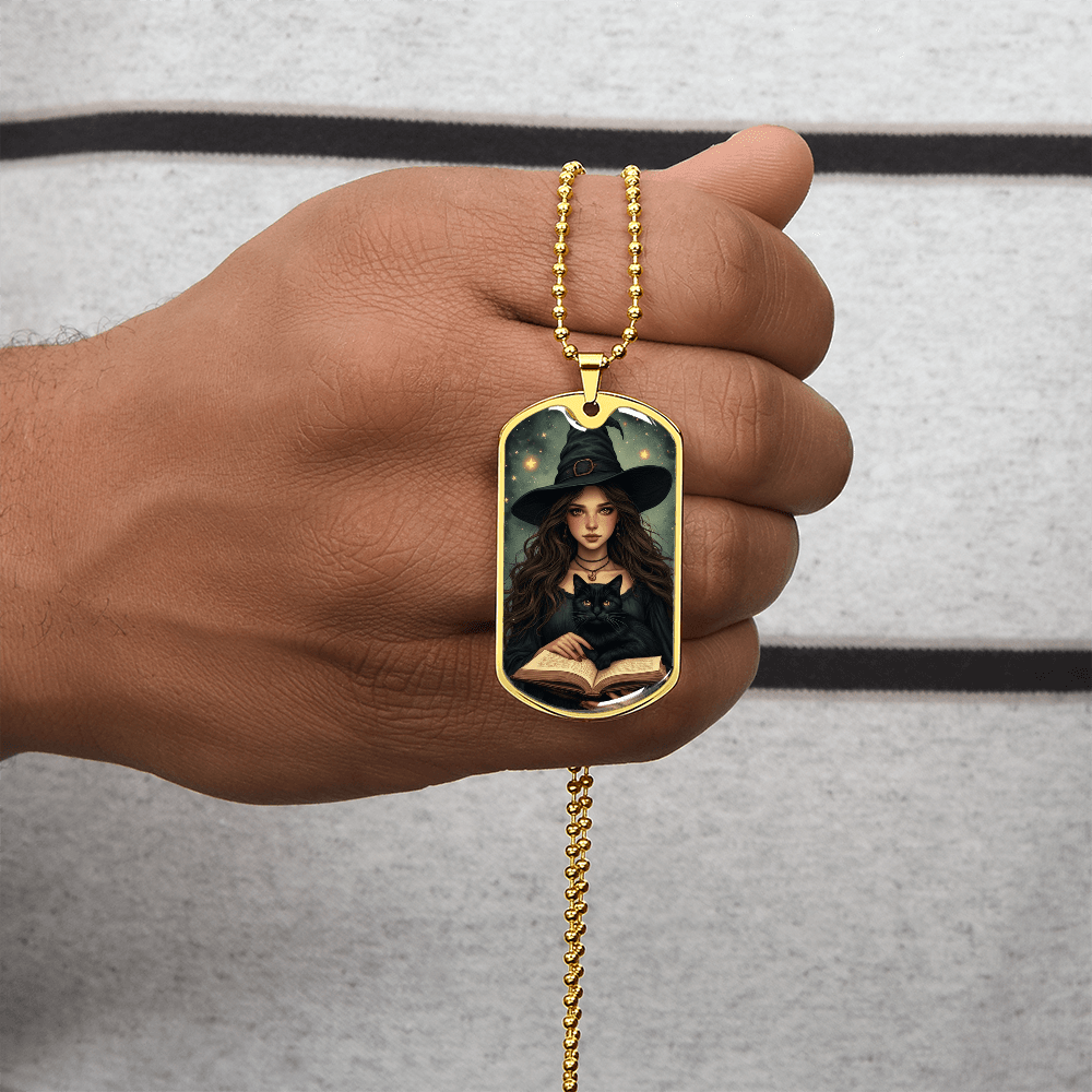 Spellbinding Witch with Black Cat Necklace