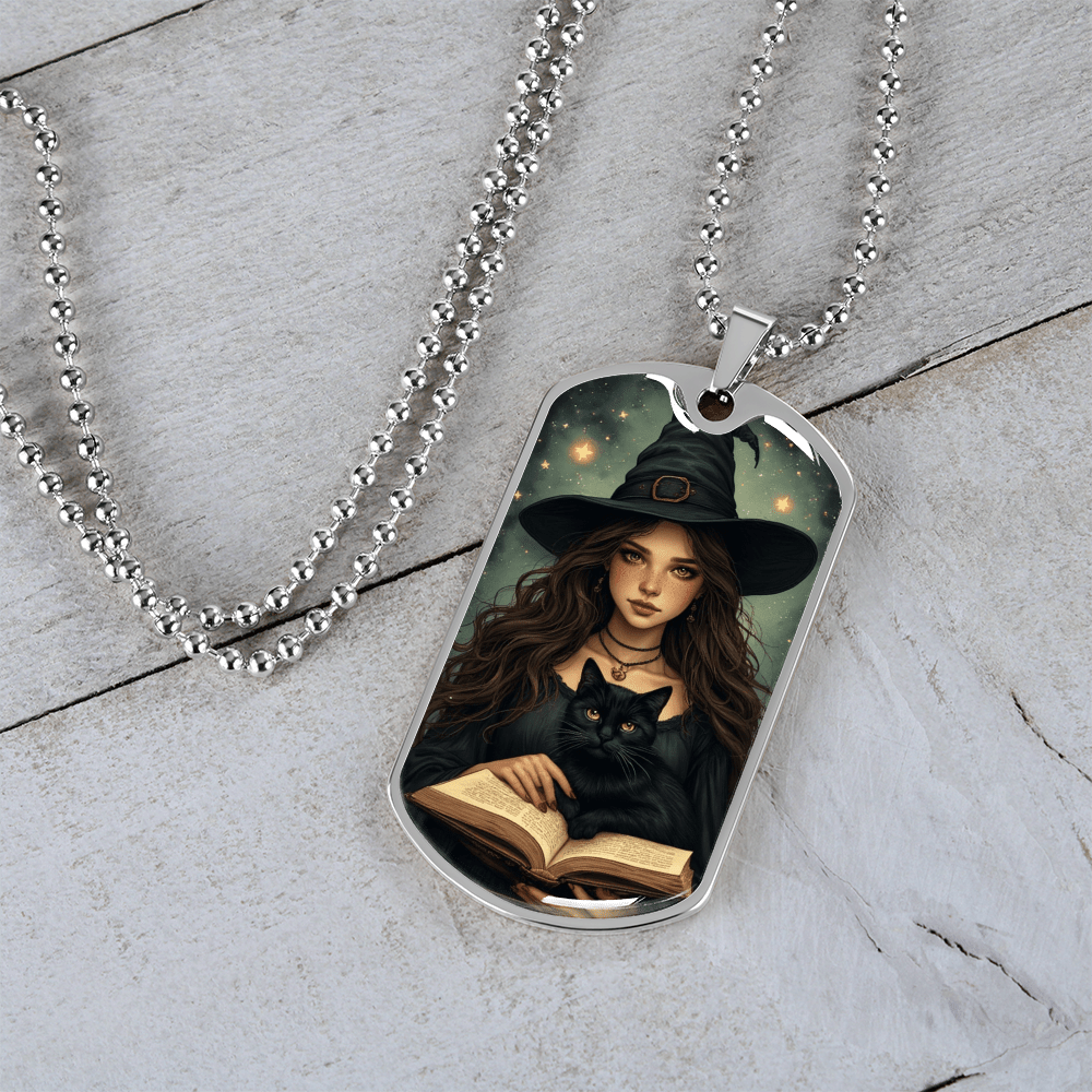 Spellbinding Witch with Black Cat Necklace
