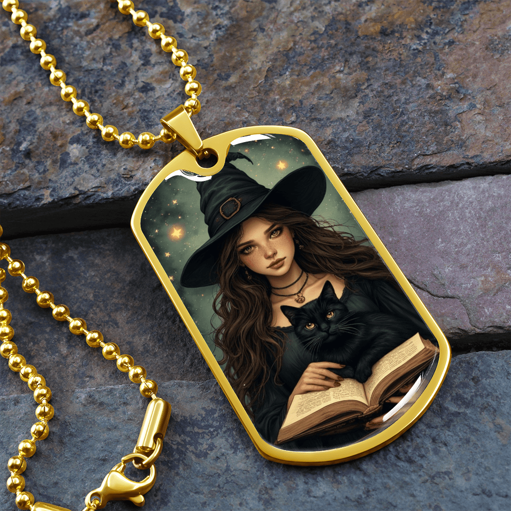 Spellbinding Witch with Black Cat Necklace
