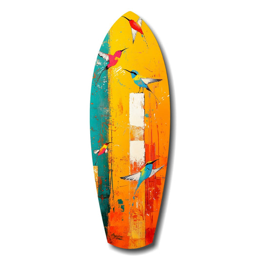 Birds in Colors Glass Wall Art