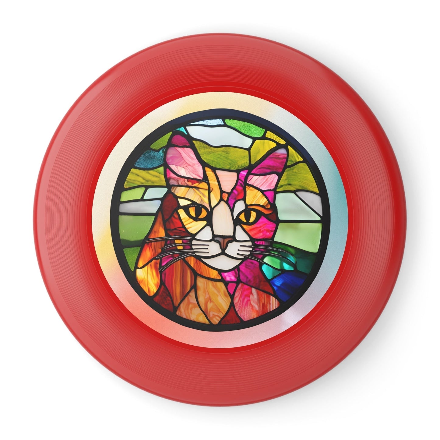Stained Glass Cat Flying Disc - Colorful Outdoor Fun for Cat Lovers