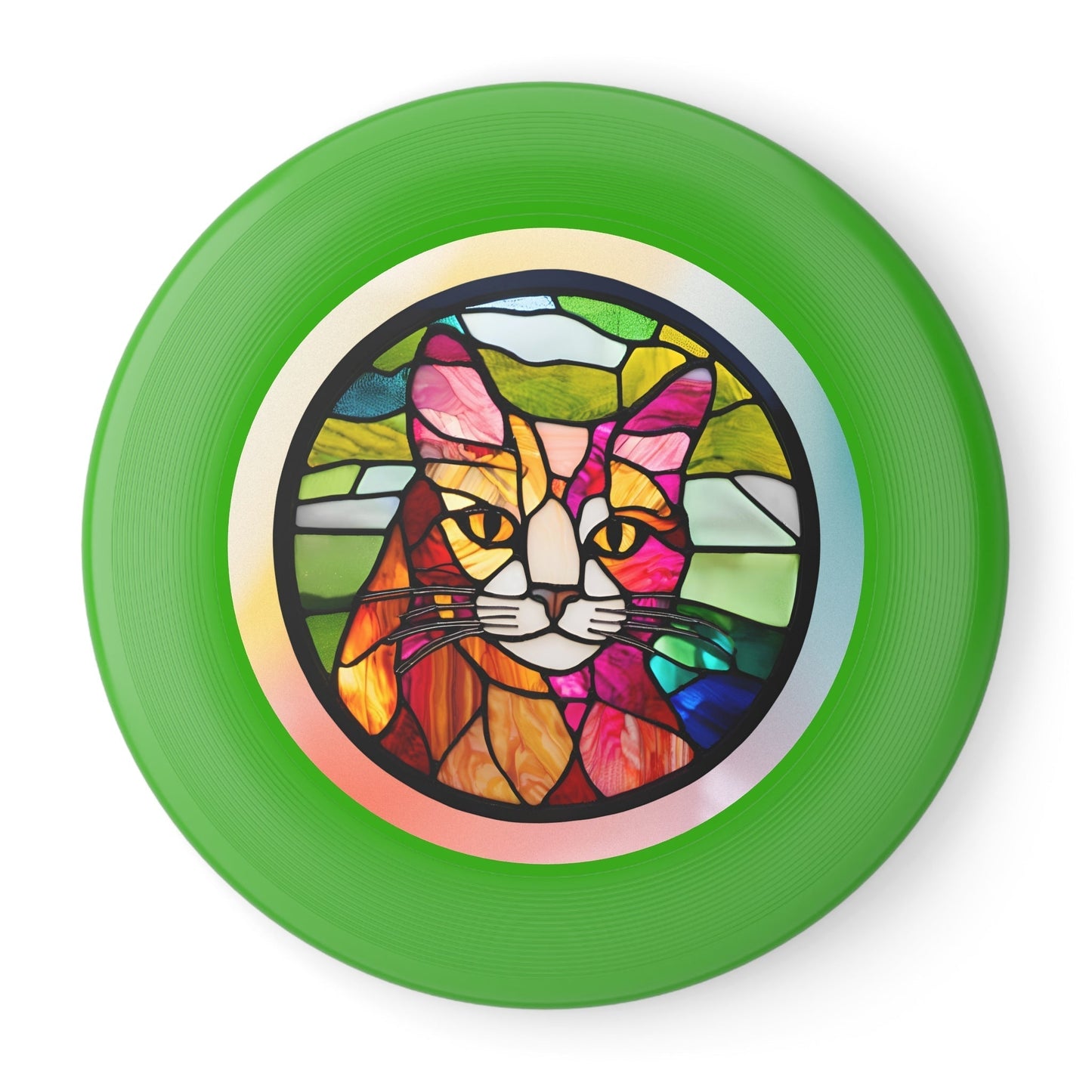 Stained Glass Cat Flying Disc - Colorful Outdoor Fun for Cat Lovers