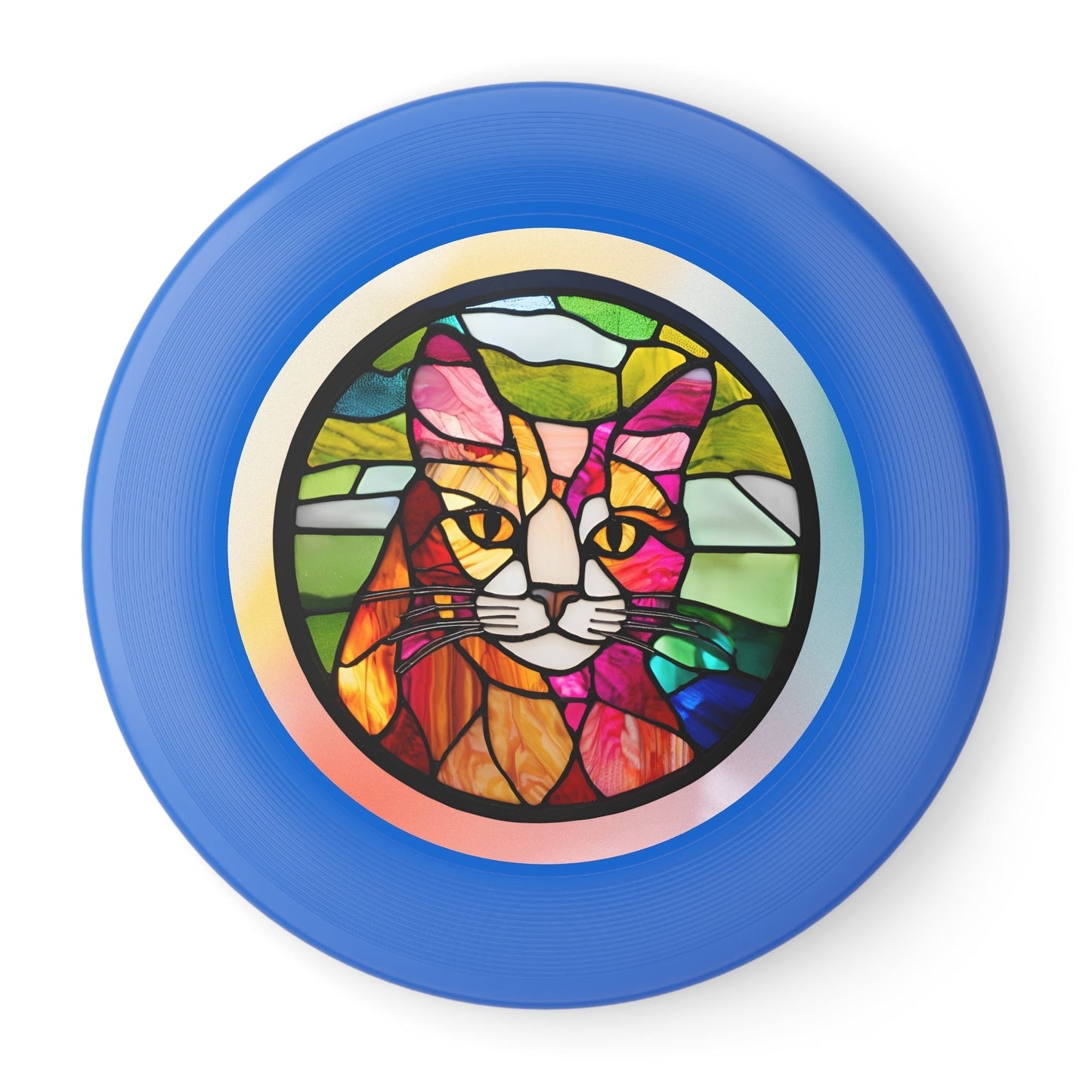 Stained Glass Cat Flying Disc - Colorful Outdoor Fun for Cat Lovers