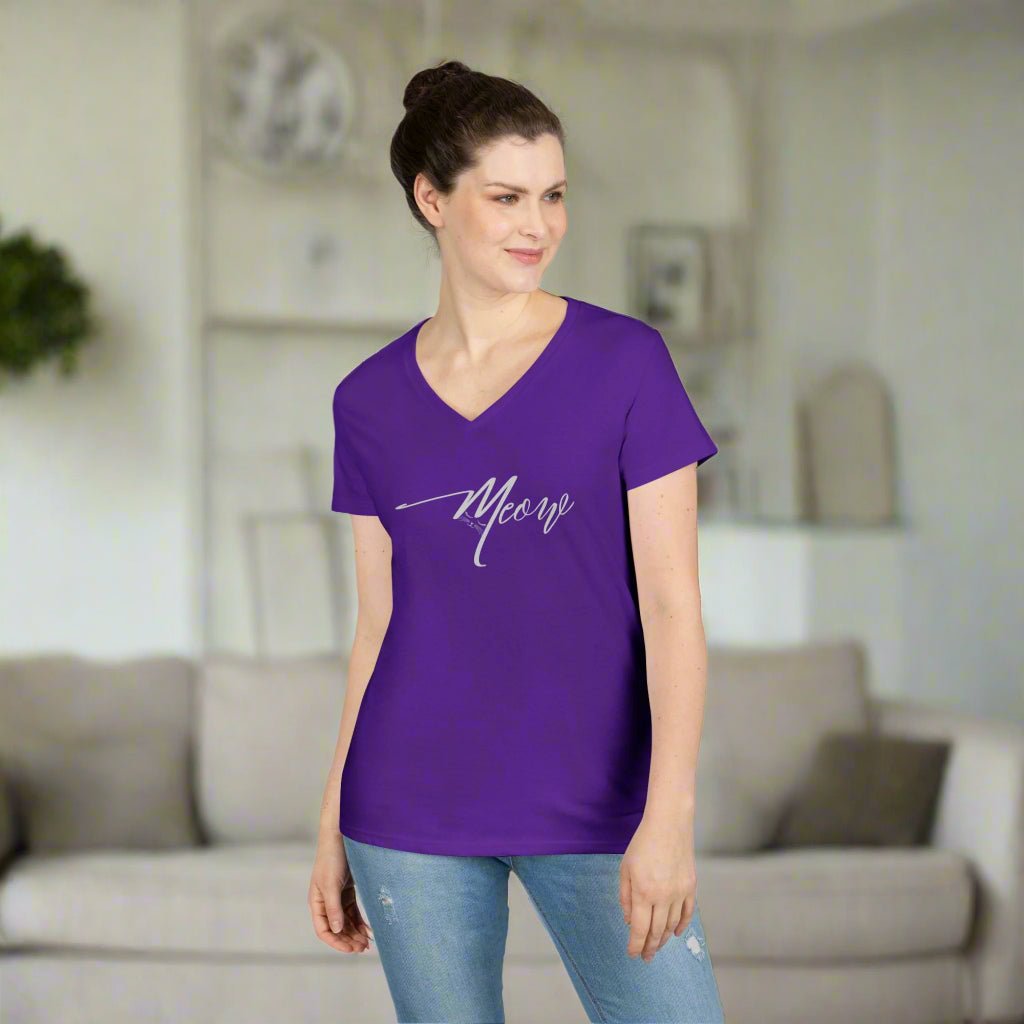 Stylish Meow V-Neck T-Shirt for Women - Perfect Gift for Cat Lovers