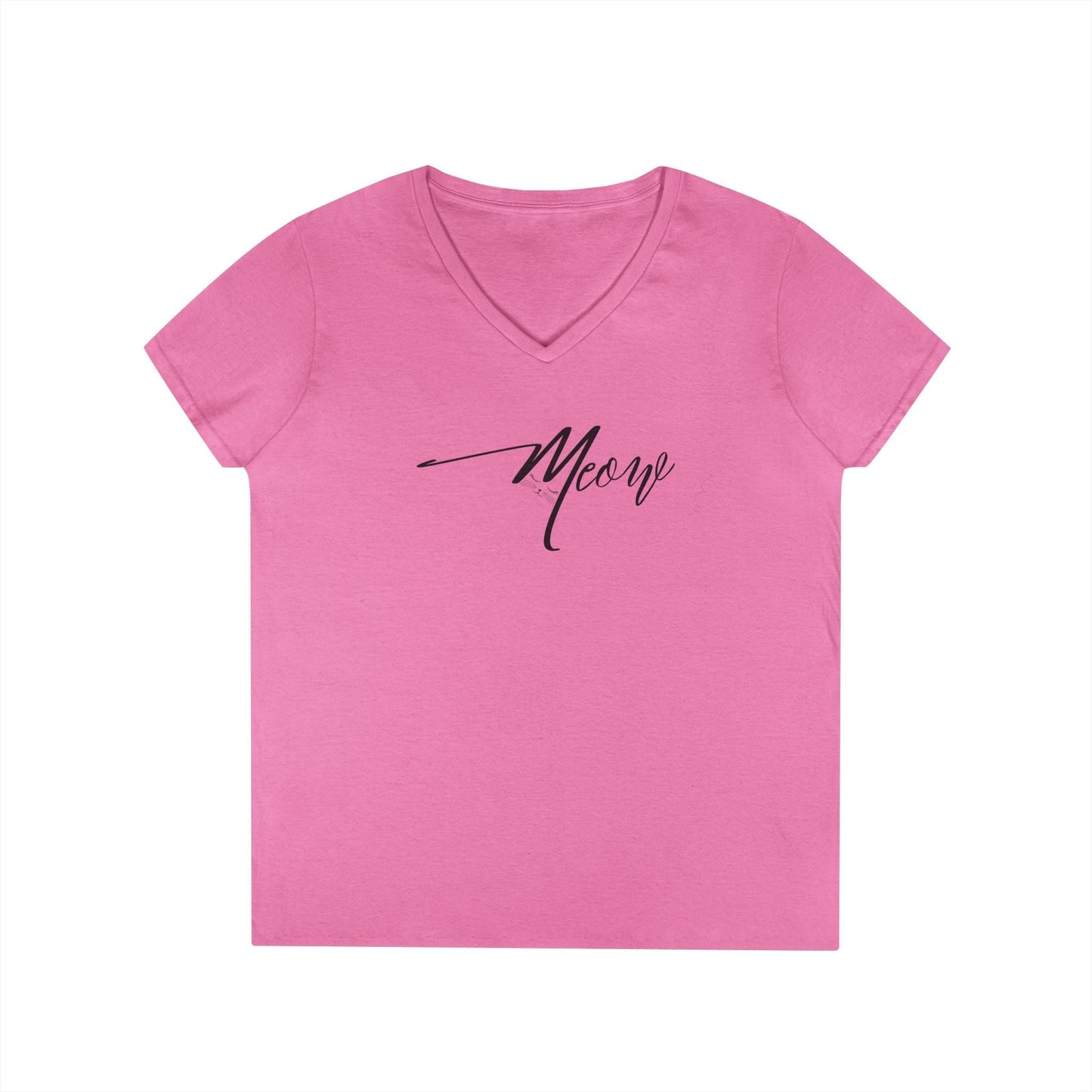 Stylish Meow V-Neck T-Shirt for Women - Perfect Gift for Cat Lovers