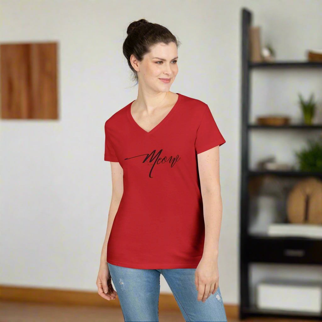 Stylish Meow V-Neck T-Shirt for Women - Perfect Gift for Cat Lovers