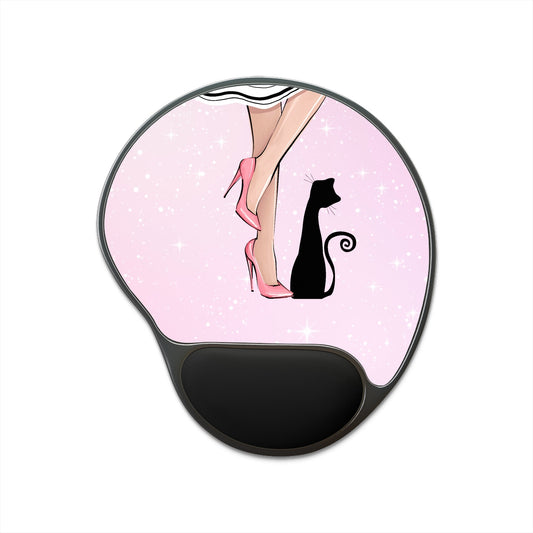 Stylish Cat Lady Mouse Pad with Wrist Rest for Ultimate Comfort