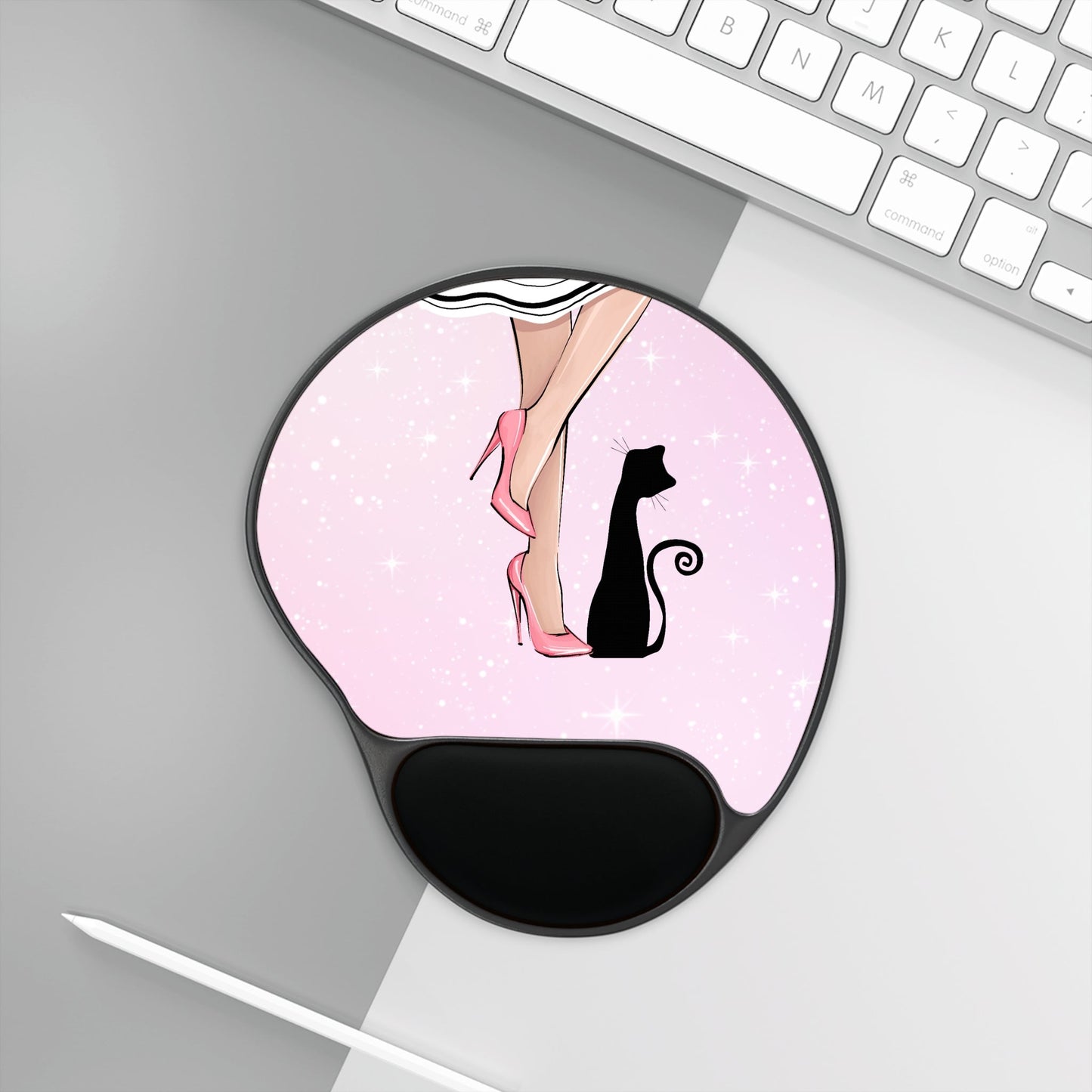 Stylish Cat Lady Mouse Pad with Wrist Rest for Ultimate Comfort