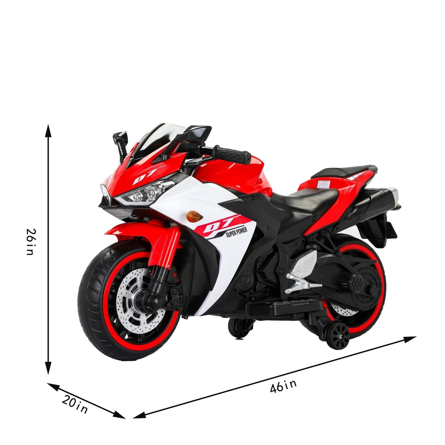 12V Electric Kids Motorcycle with Training Wheels