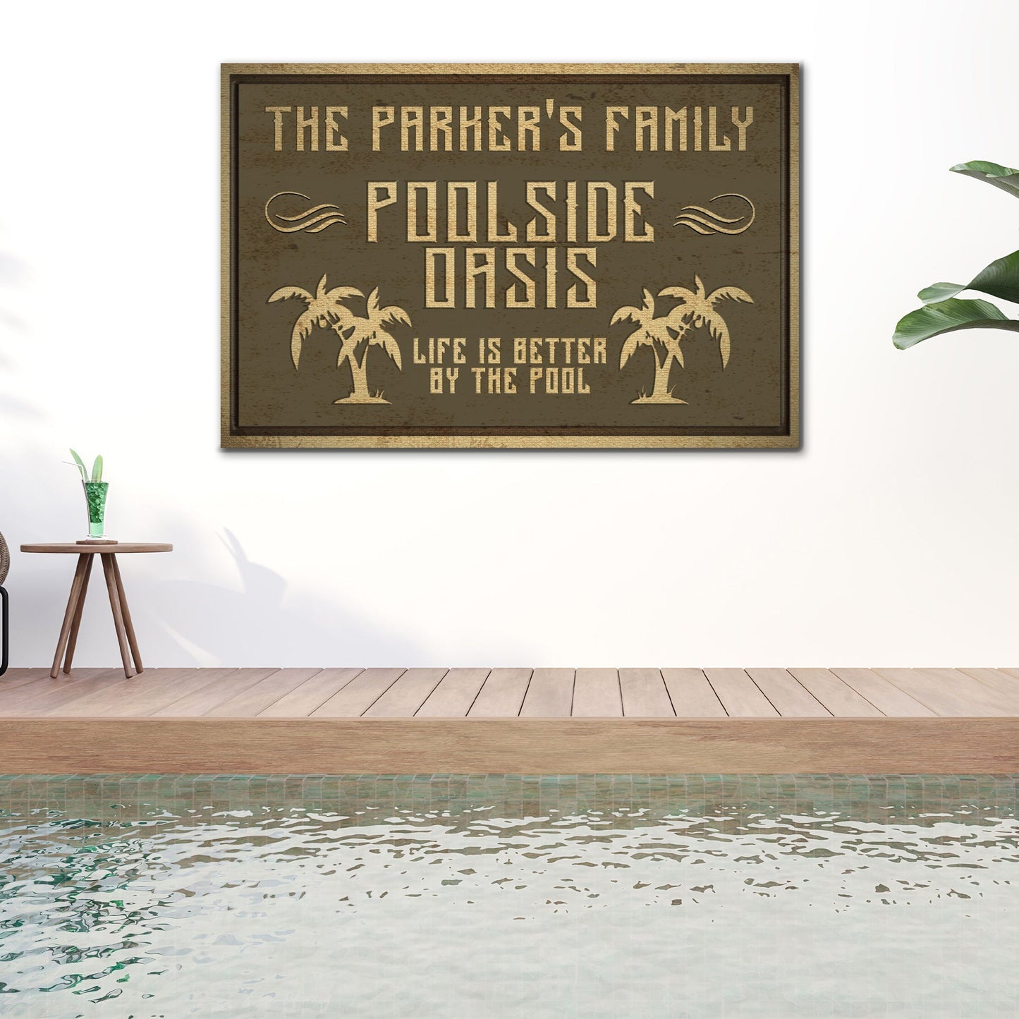 Family Swimming Pool Oasis Sign