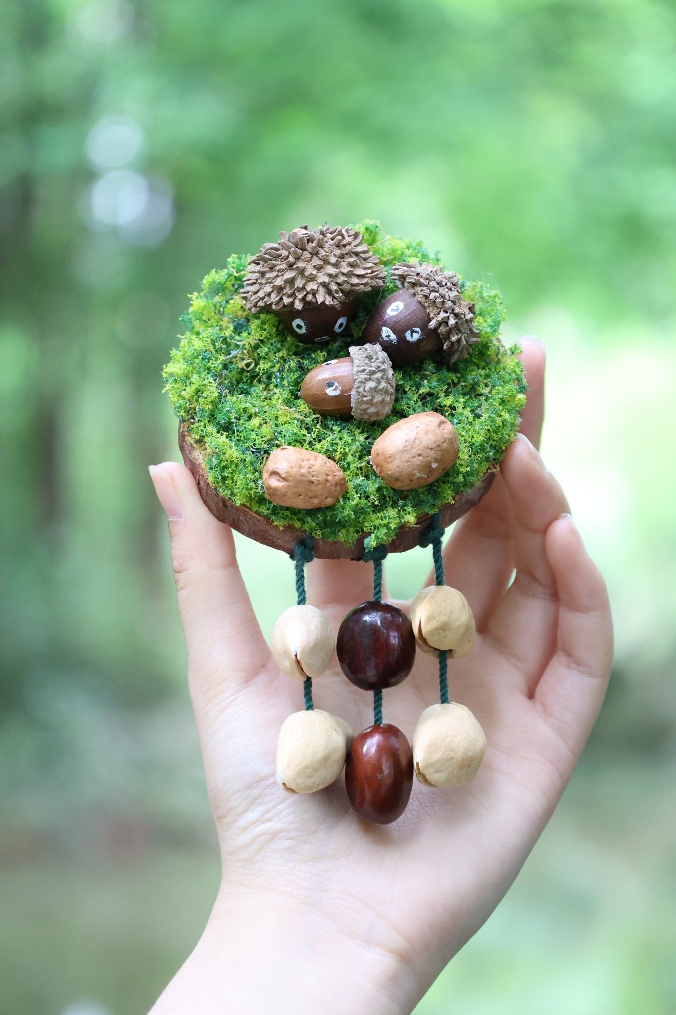 "Acorn Family" Moss Forest Fridge Magnet