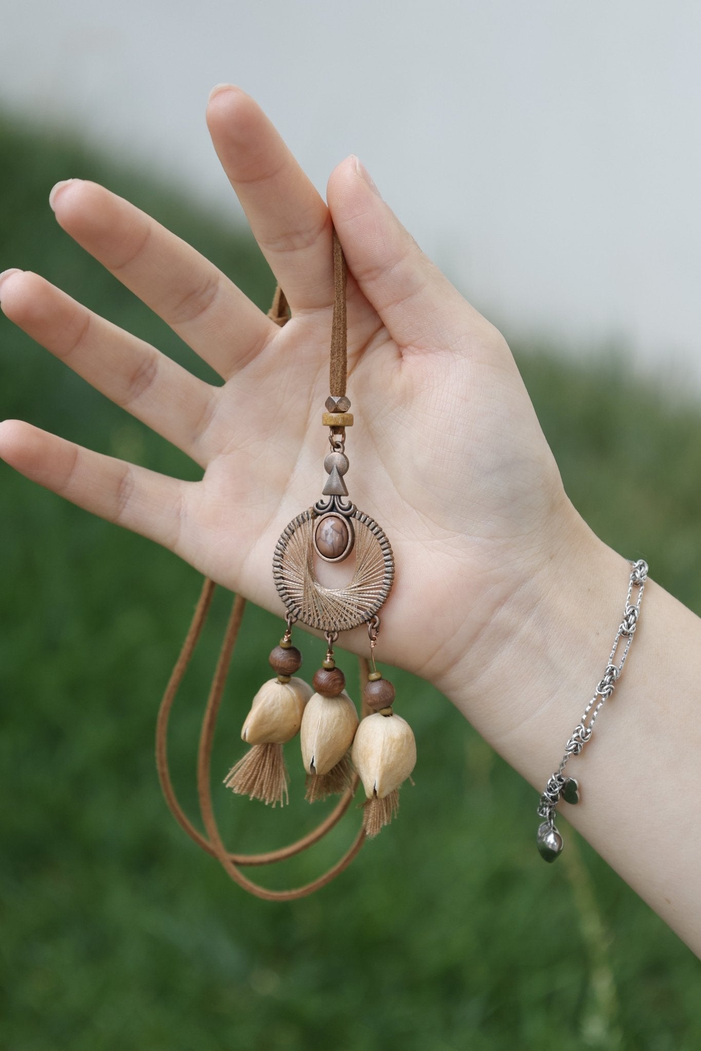 "Bronze Dreamer" Spiral Mandala Seed Pendant
