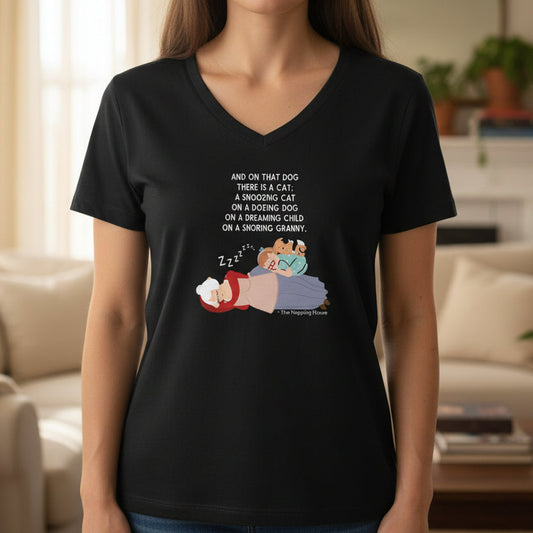 Sleep Chain Reaction — Cozy Chaos V-Neck Tee