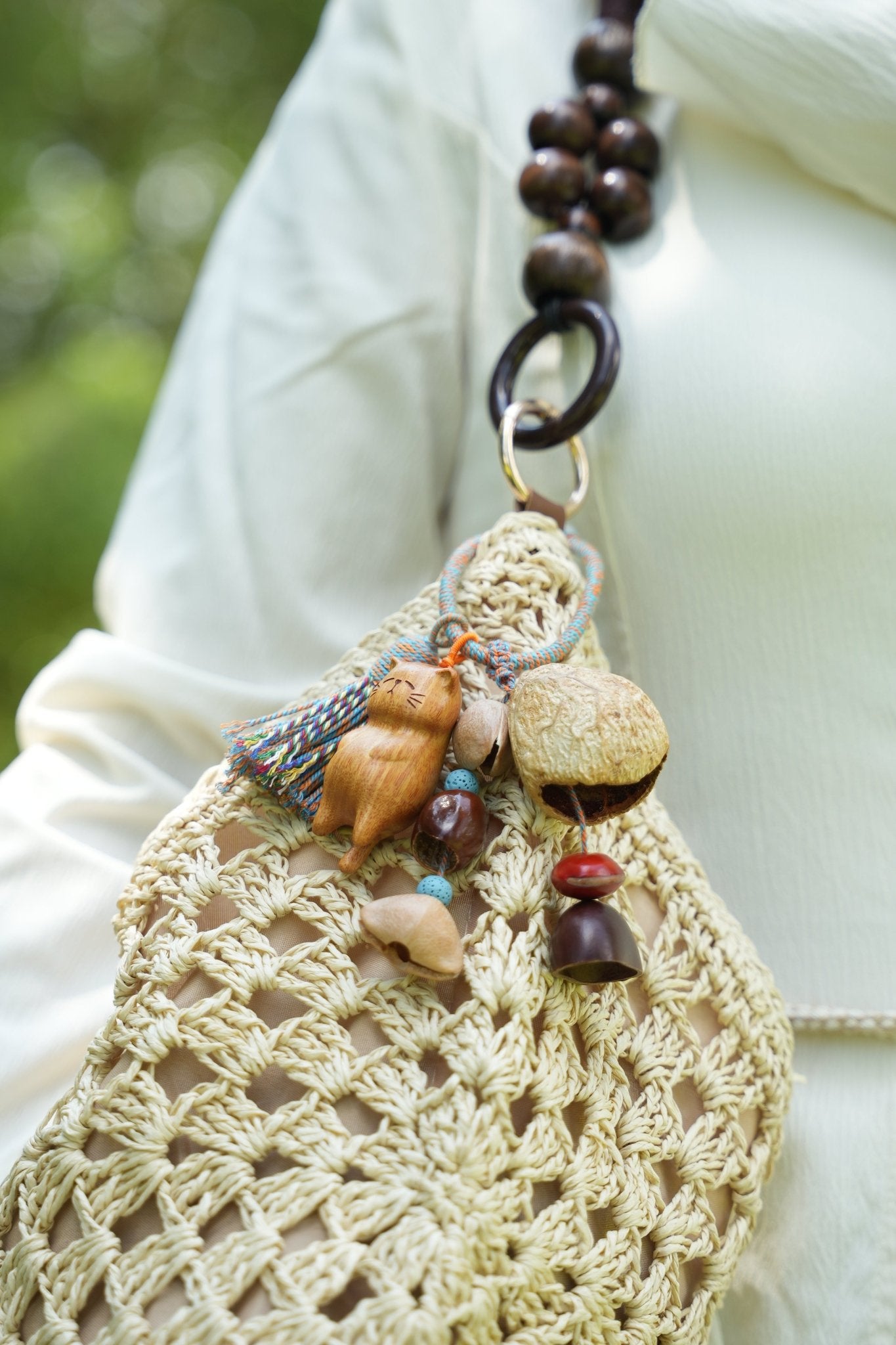 "The Naptime Kitty" Wood Cat Seed Charm