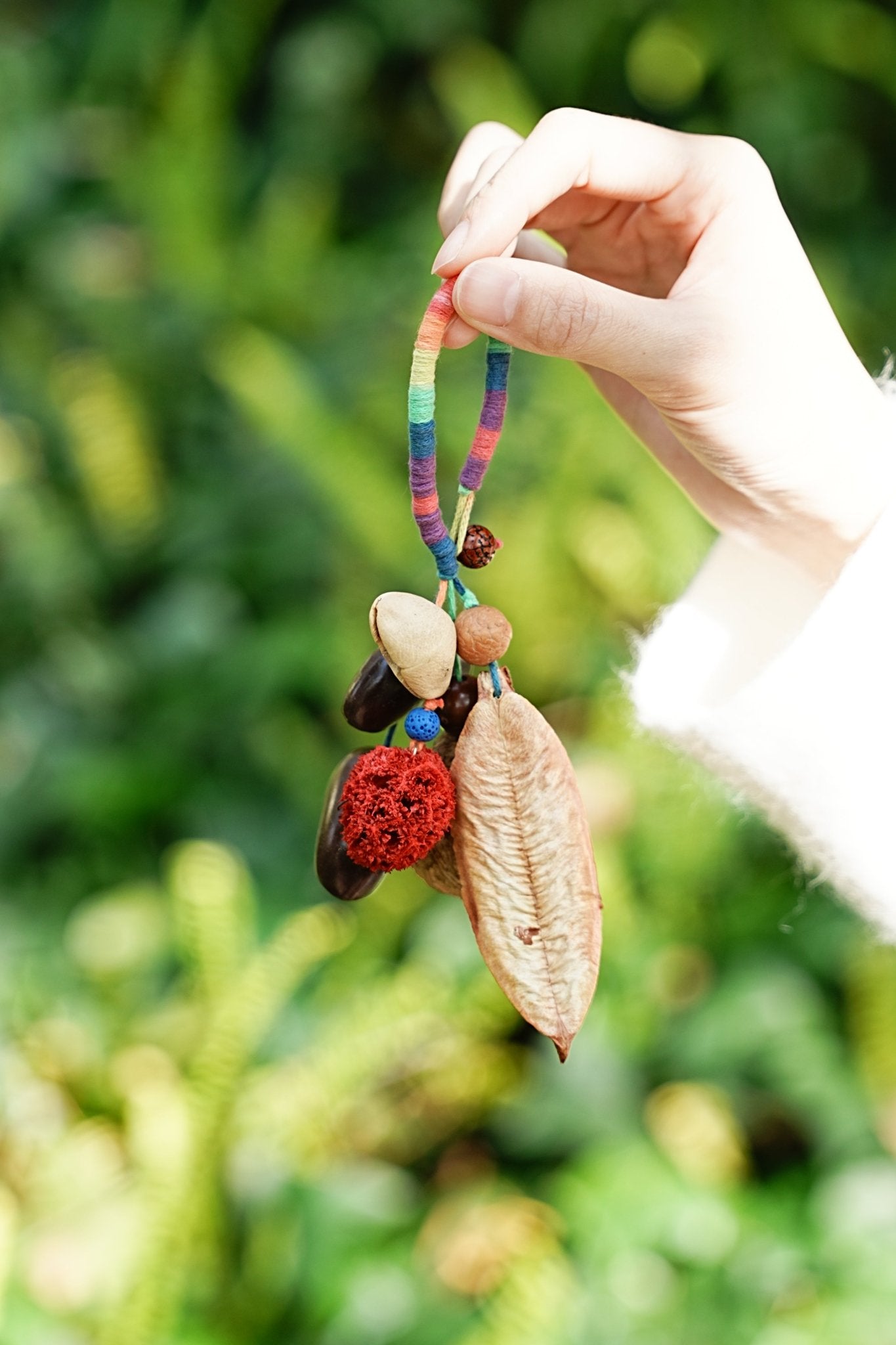 "Rainbow Seed Charm" Colorful Leaf Bag Charm