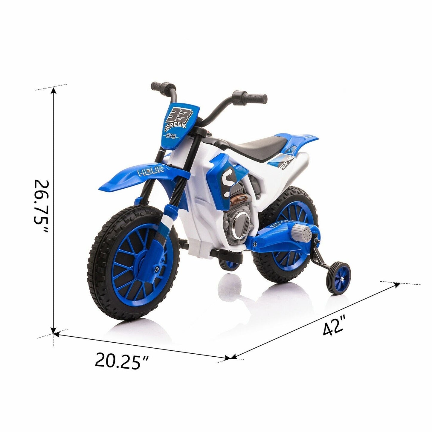TOBBI 12V Electric Dirt Bike for Kids with Training Wheels - Realistic Motorbike Experience