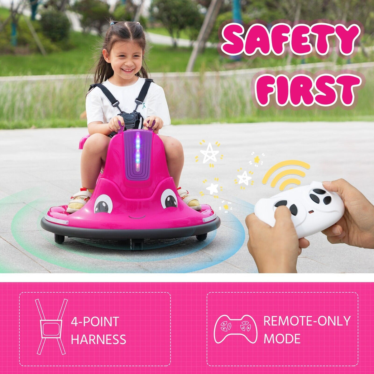 TOBBI Snail Shaped 12v Electric Ride On for Toddlers - Rosy+Light