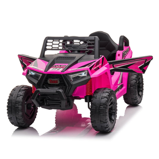 12V Kids Electric 2WD Off-Road UTV Ride-On Truck with Music in Rose Red