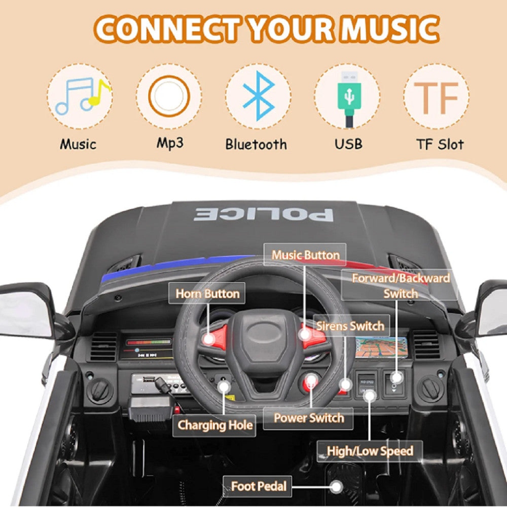 12V Kids Police Ride-On SUV Car with Parental Remote Control