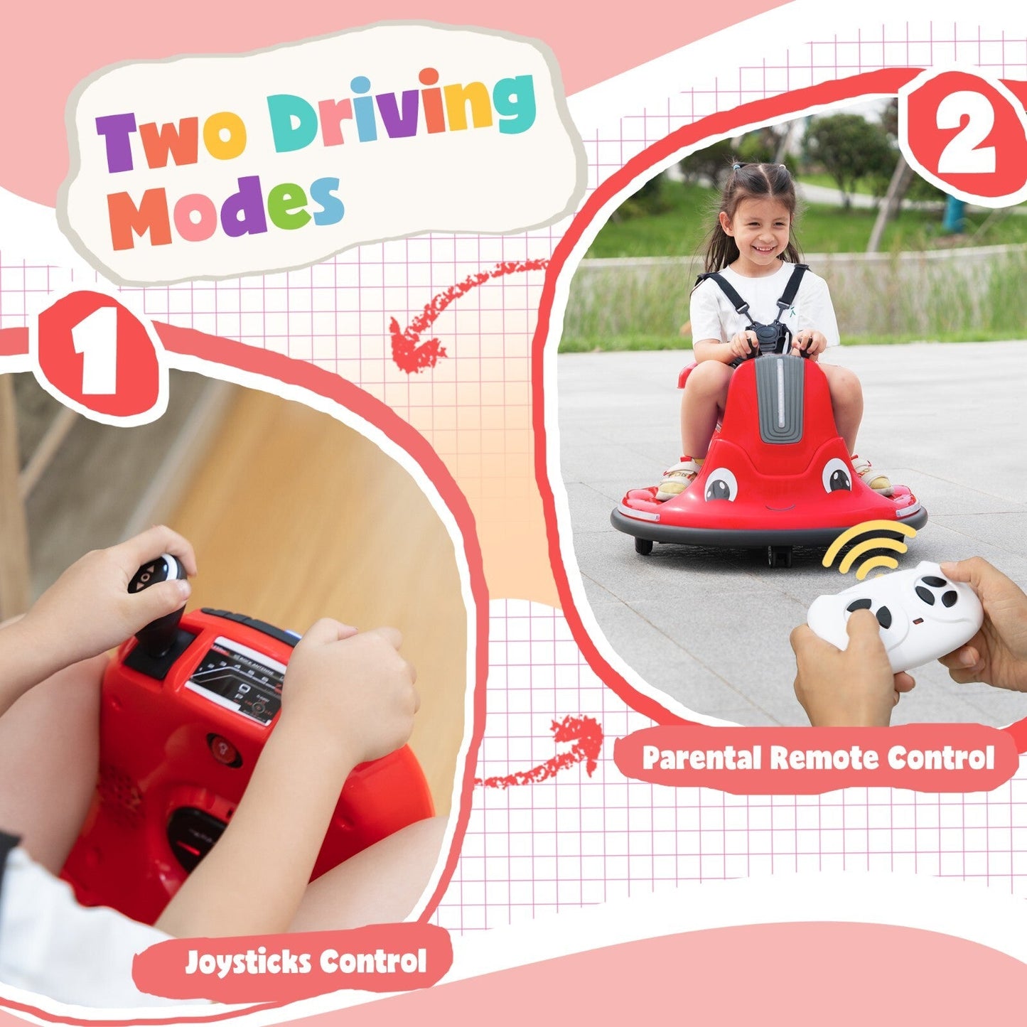 12V Electric Ride-On Snail Bumper Car with Remote Control for Toddlers