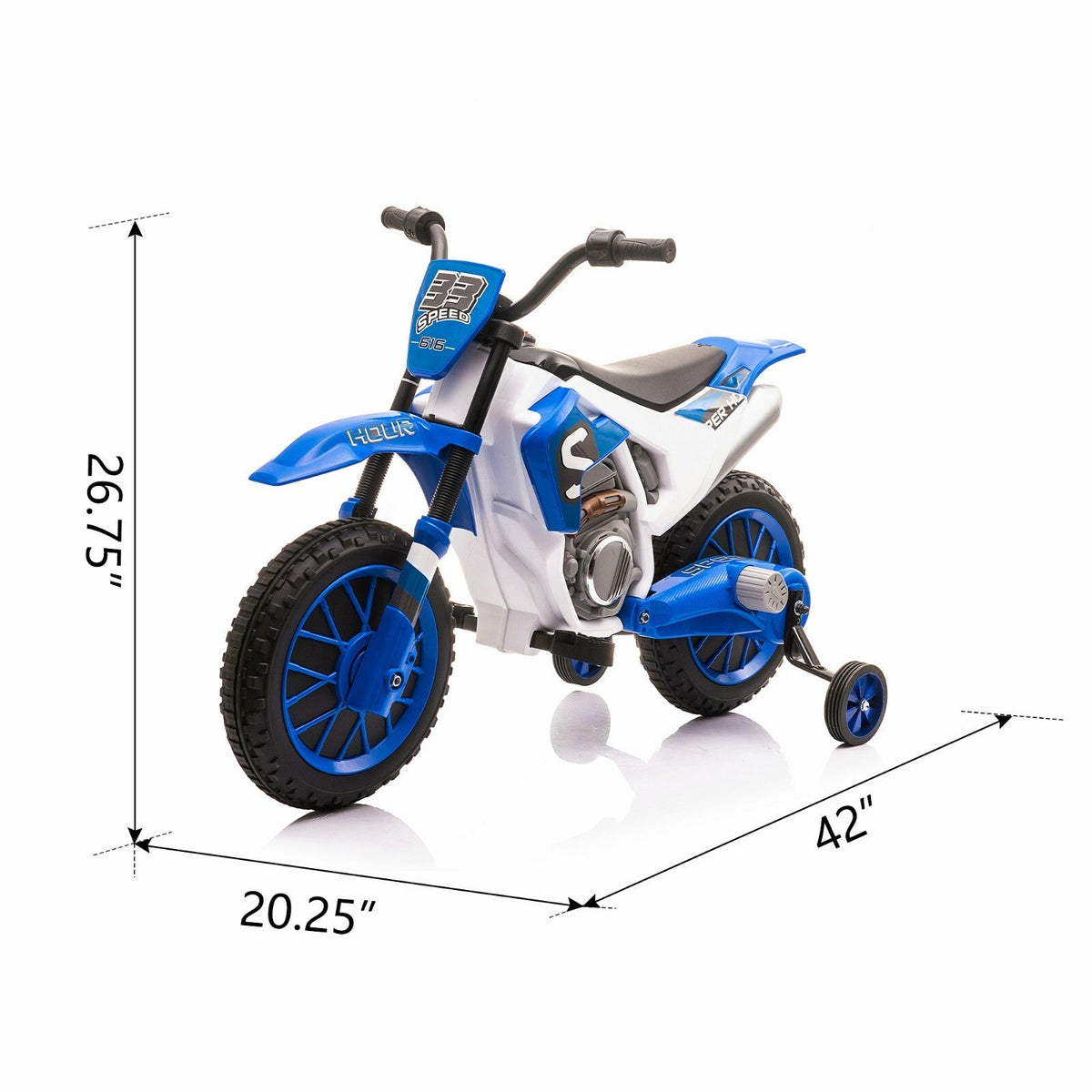 12V Kids Electric Ride-On Motorcycle with Training Wheels and 2 Speeds