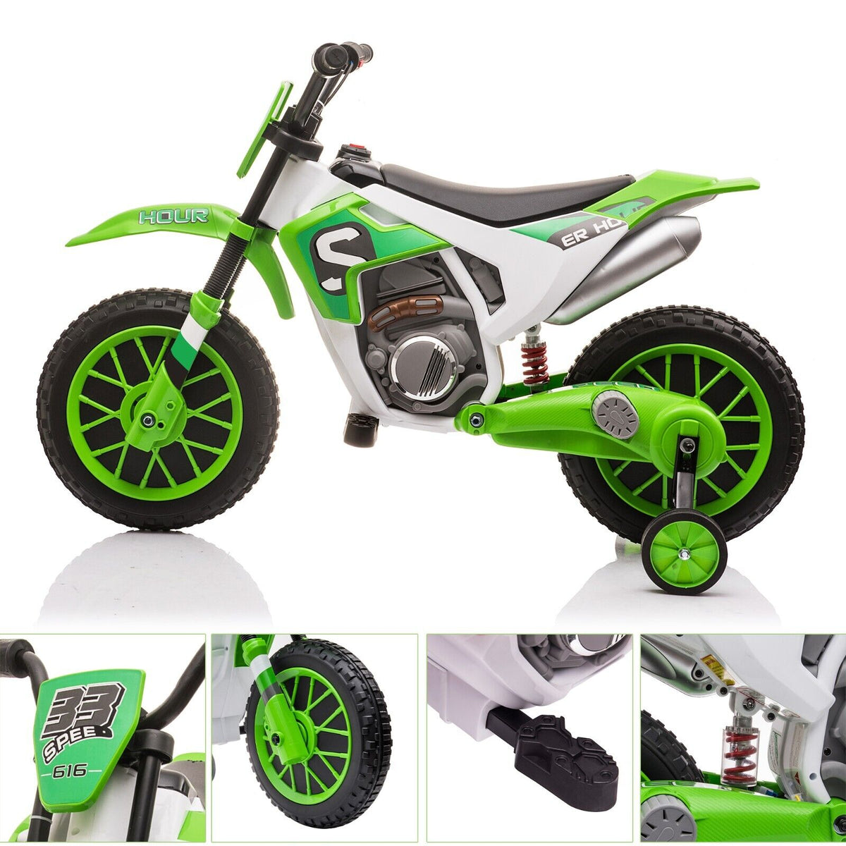 TOBBI Kids Electric Motorbike with Training Wheels - Fun and Safe Ride for Young Riders