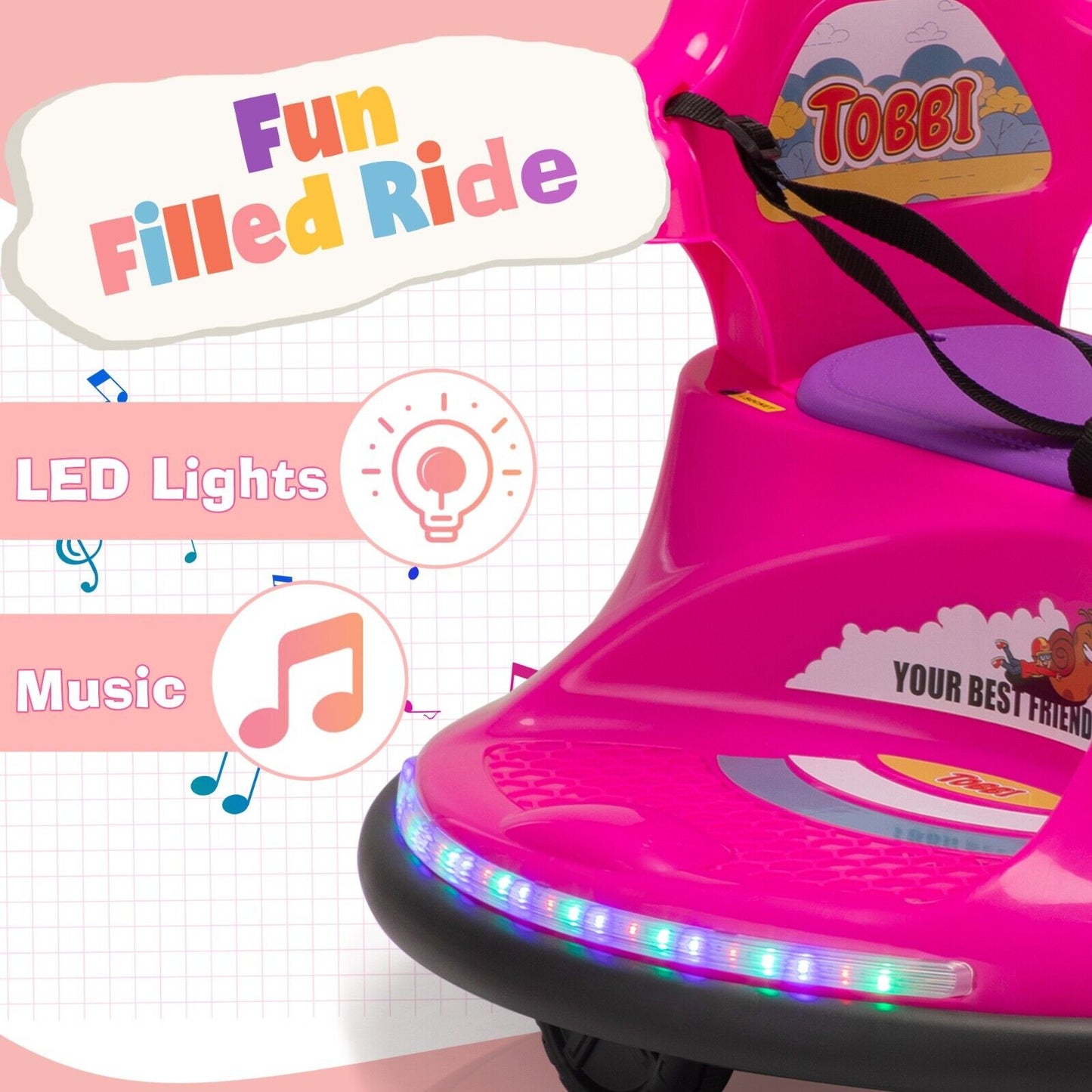 TOBBI Snail Electric Ride On Car for Toddlers with Remote Control - Fun and Safe Kids Toy