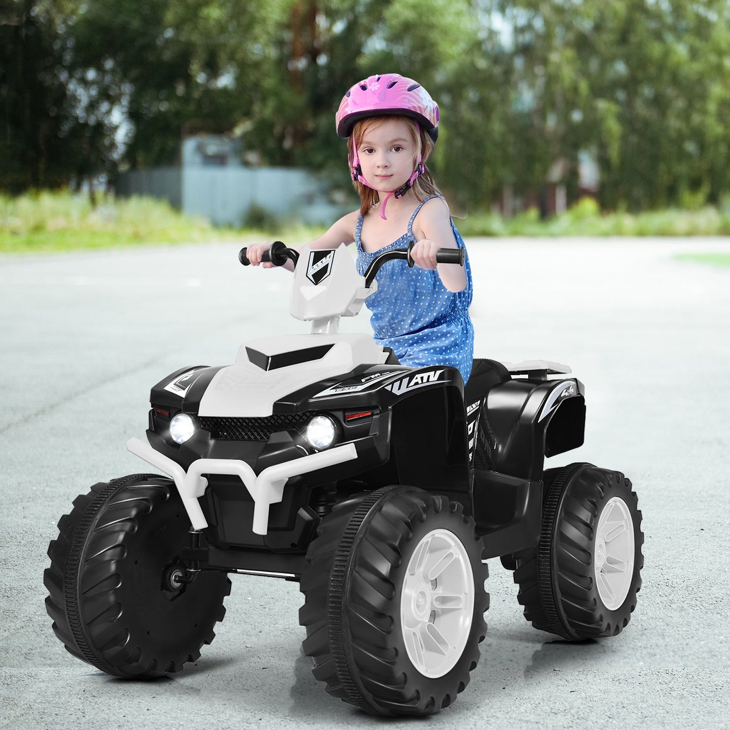 12V Electric Kids Quad ATV Ride-On Car with LED Lights