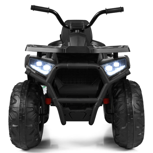 12V Kids Electric Ride-On Car Toy with LED Lights and Music – Black/Red