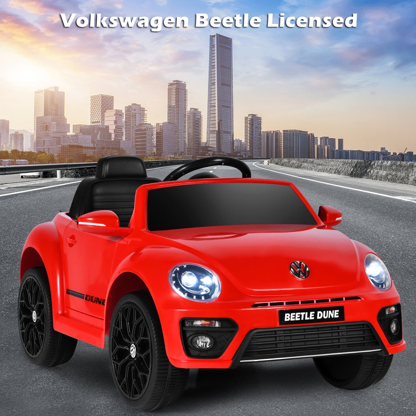 12V Electric Ride-On Volkswagen Beetle Car for Toddlers with Remote Control