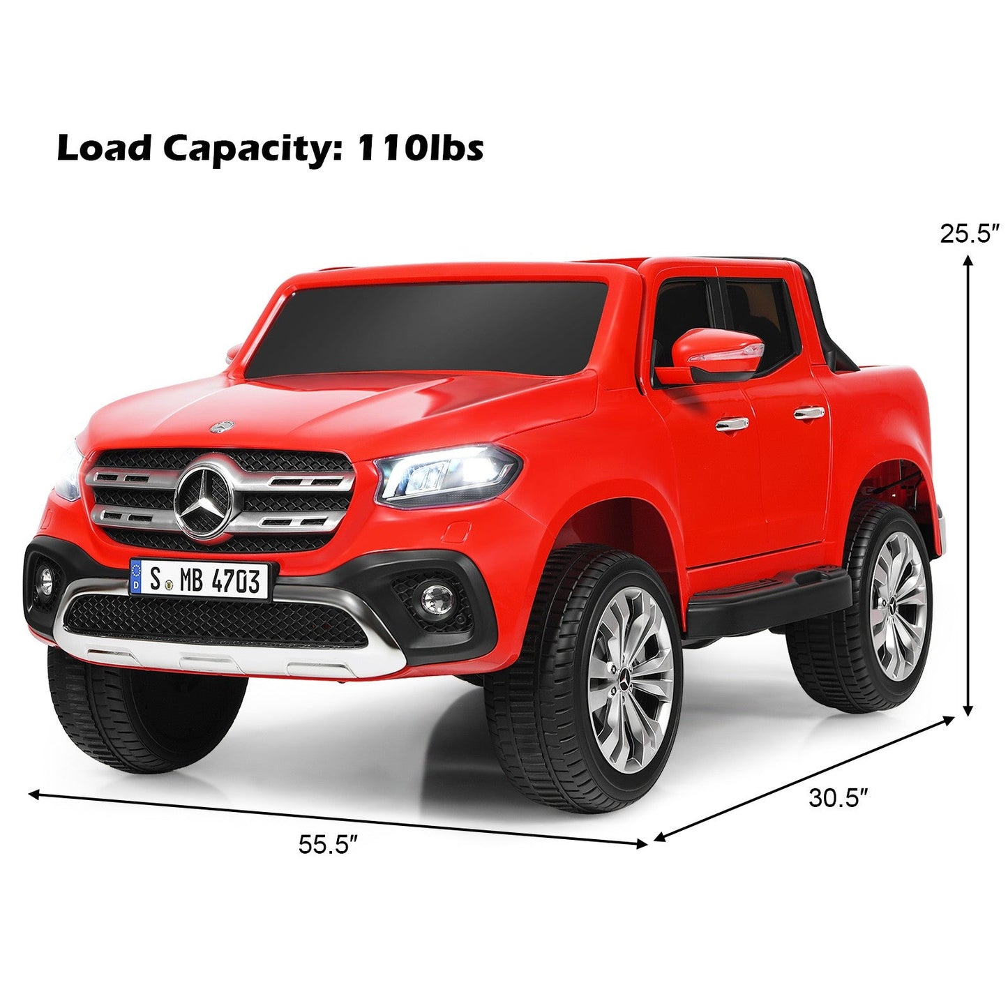 2-Seater Electric Kids Ride-On Licensed Red Benz Toy Car