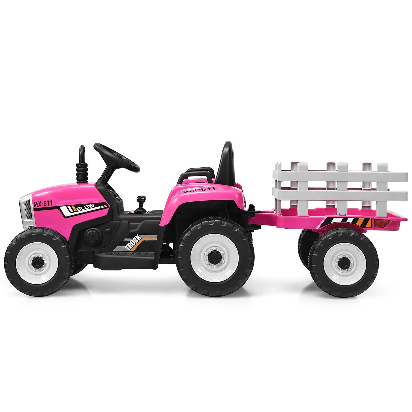 Kids Battery-Powered Ride-On Tractor with Trailer and Large Capacity