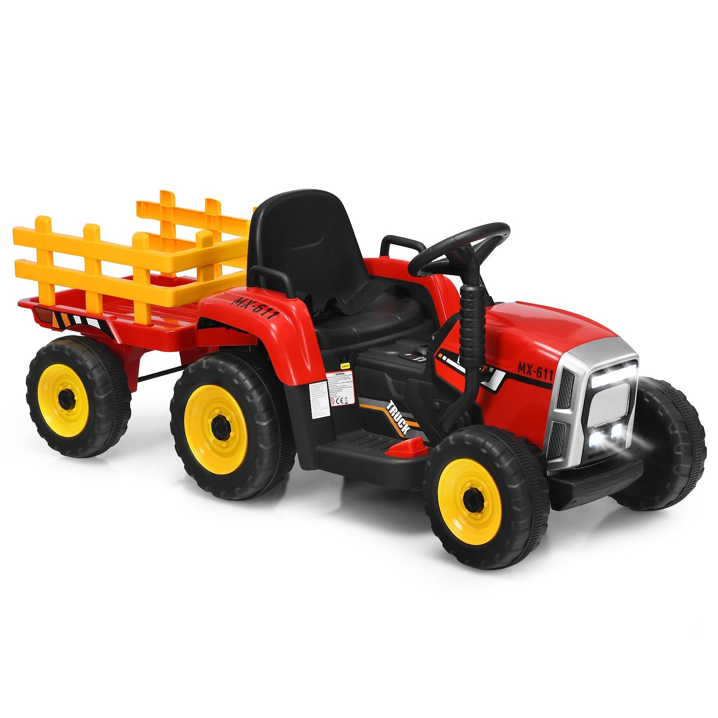 Kids Battery-Powered Ride-On Tractor with Trailer and Large Capacity
