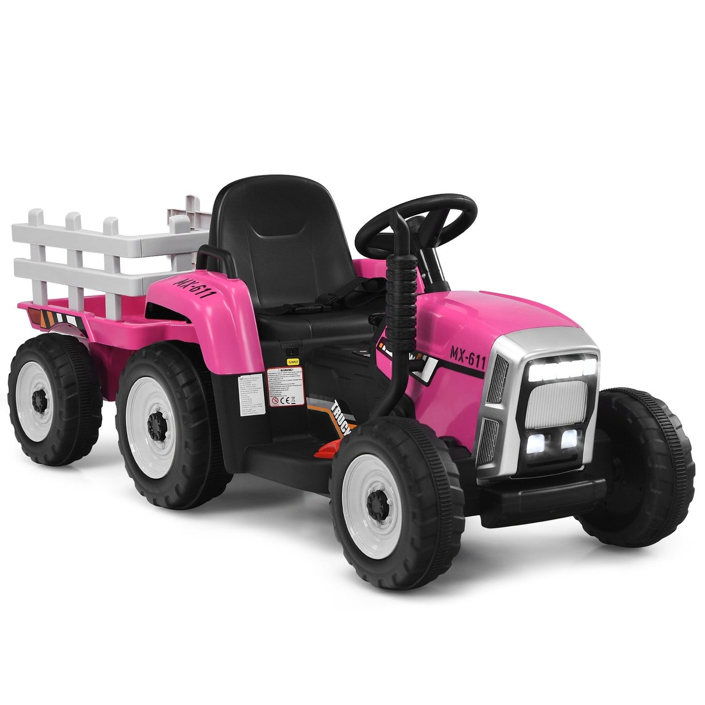Kids Battery-Powered Ride-On Tractor with Trailer and Large Capacity