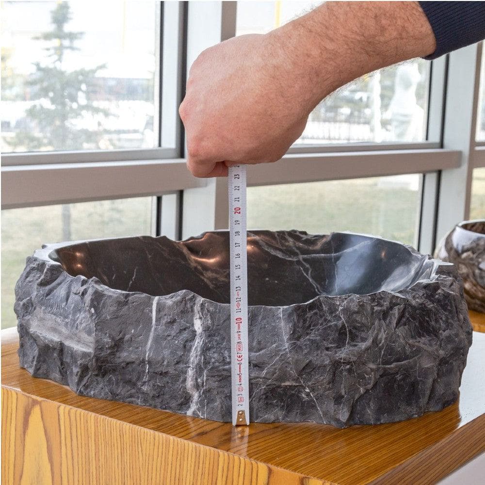 Black Turkish Marble Natural Stone Handcrafted Vessel Sink 17x17x5