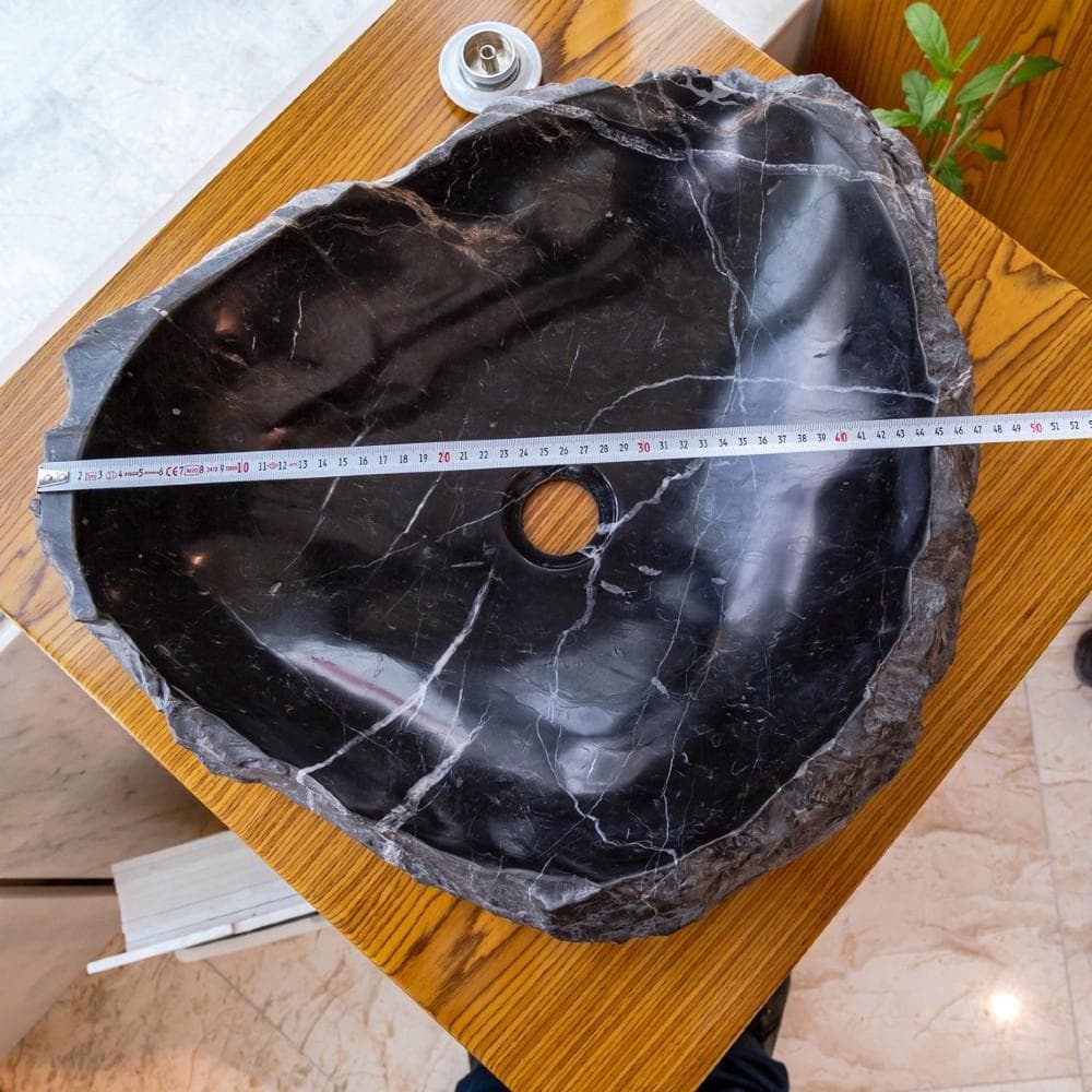 Black Turkish Marble Natural Stone Handcrafted Vessel Sink 17x17x5