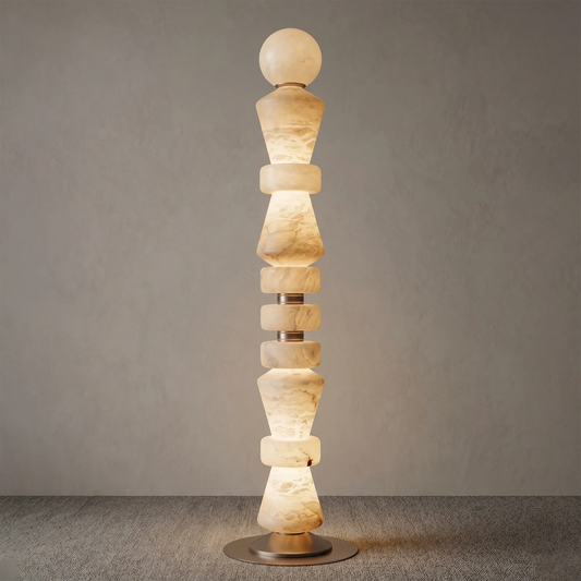 Totem Stacked Alabaster Floor Lamp