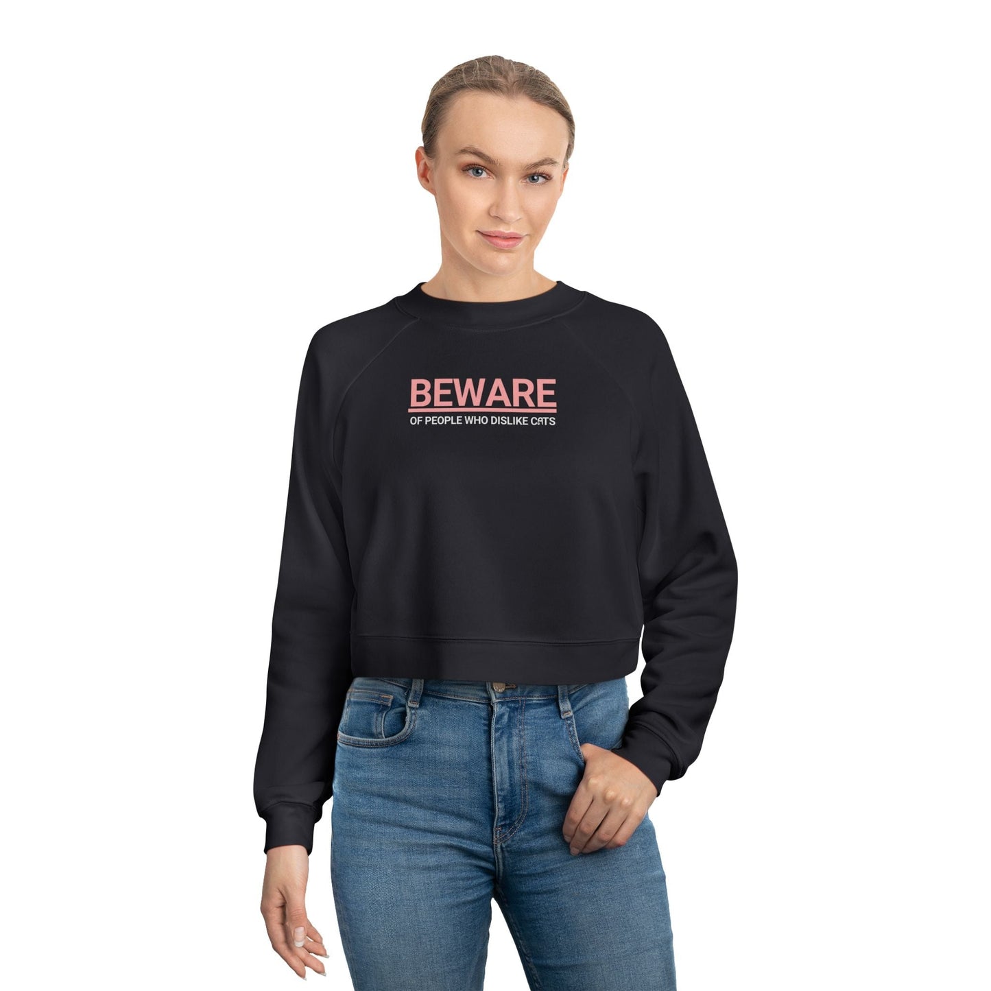 Beware of People Who Dislike Cats — Cropped Fleece Pullover