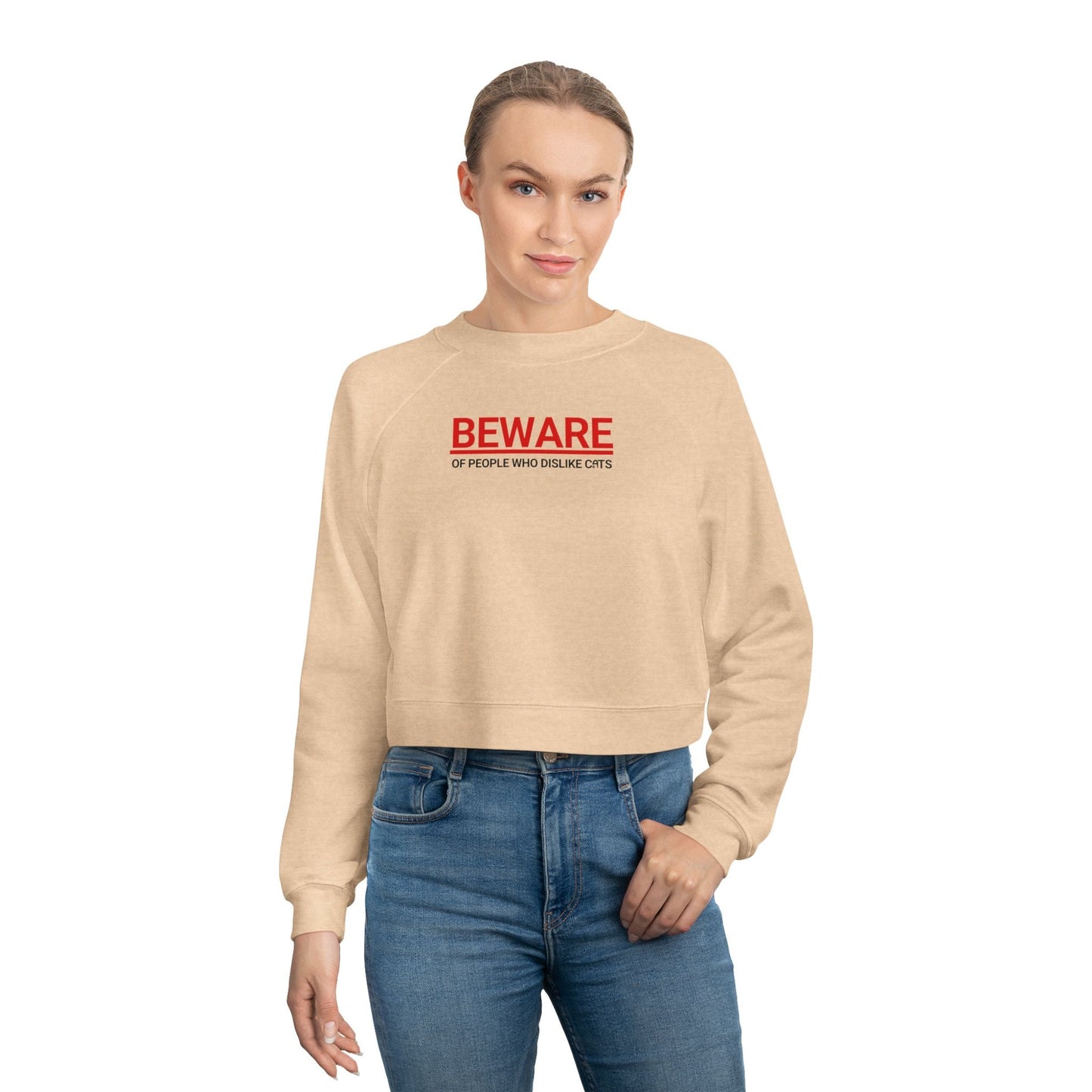 Beware of People Who Dislike Cats — Cropped Fleece Pullover