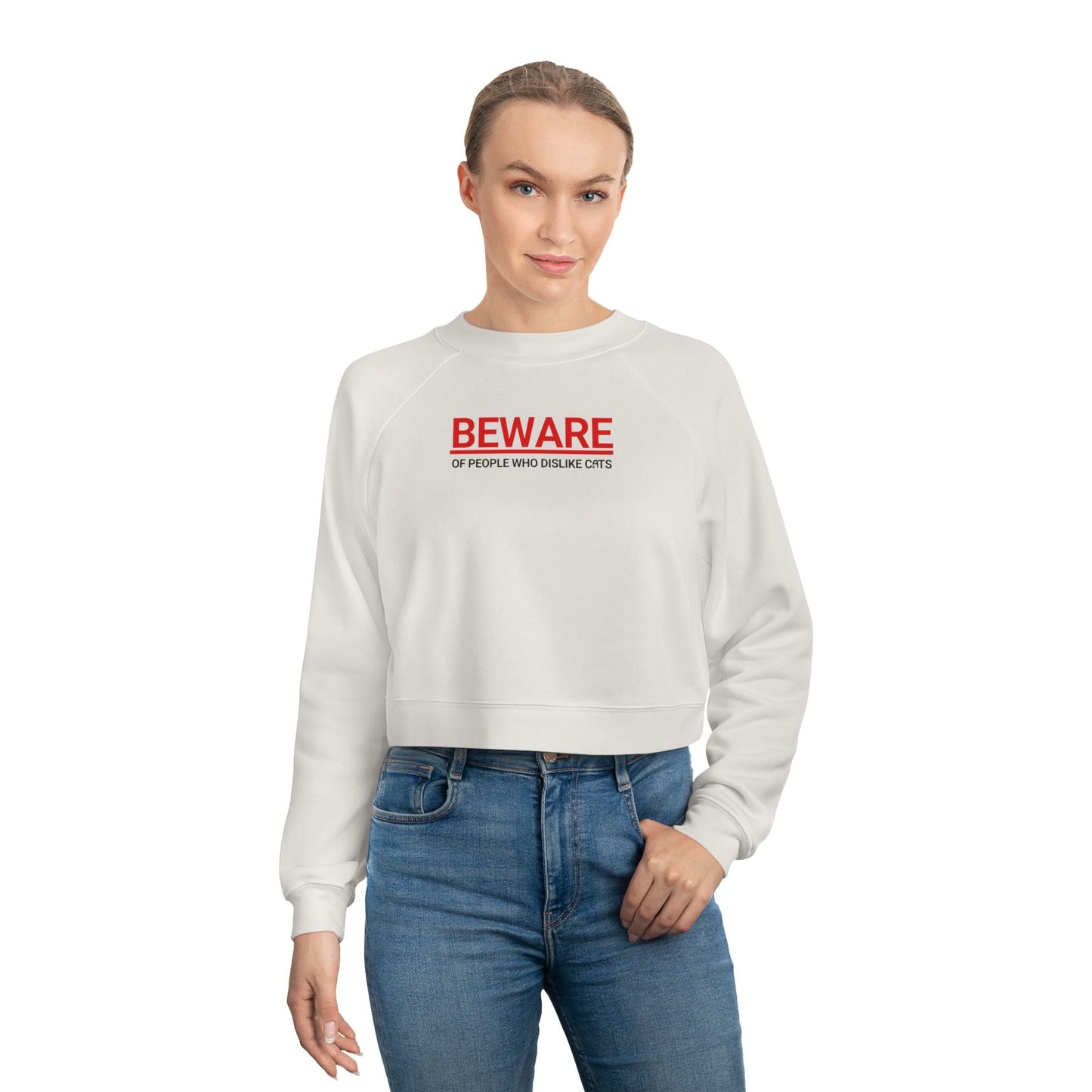 Beware of People Who Dislike Cats — Cropped Fleece Pullover