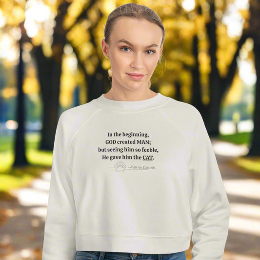 God Created Cats Trendy Cropped Fleece Pullover