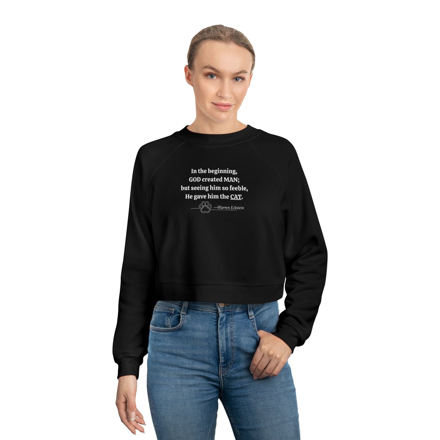 God Created Cats Trendy Cropped Fleece Pullover