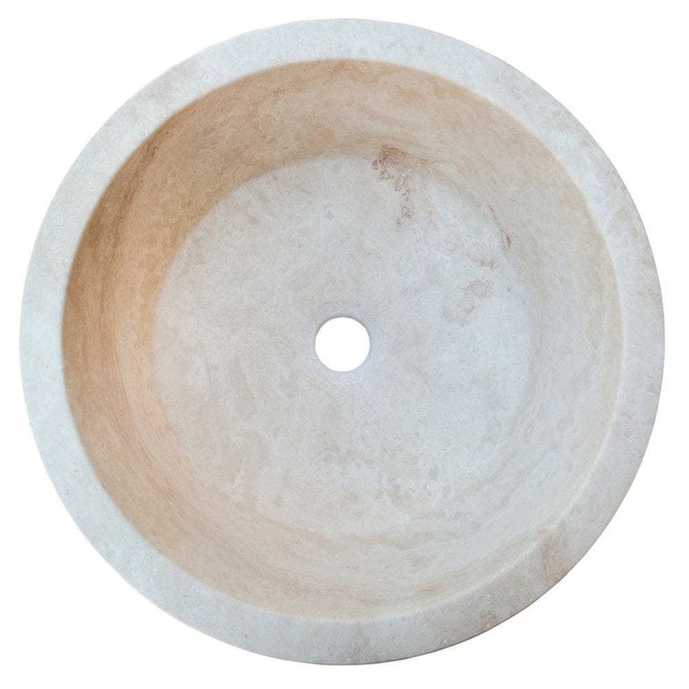 Light Beige Travertine Natural Stone Sculptural Conical Vessel Sink 16 x 6 Inch