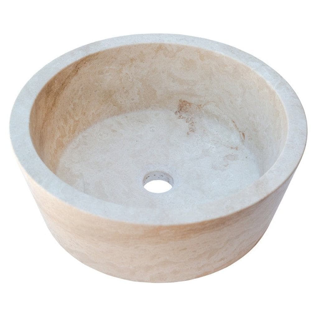 Light Beige Travertine Natural Stone Sculptural Conical Vessel Sink 16 x 6 Inch