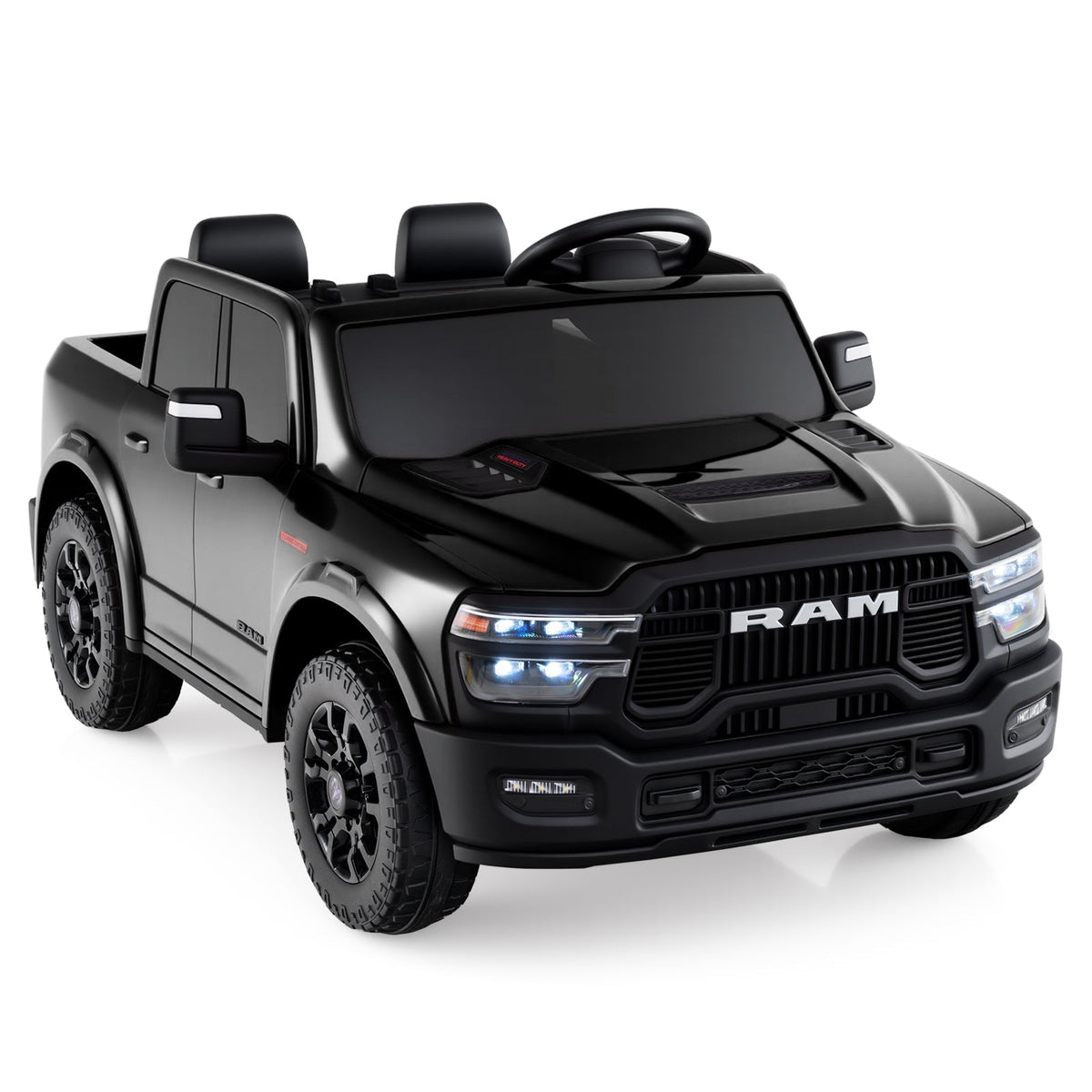 2 Seater 24V Ride on Toy for Big Kids Licensed Ram Truck with Remote and Music